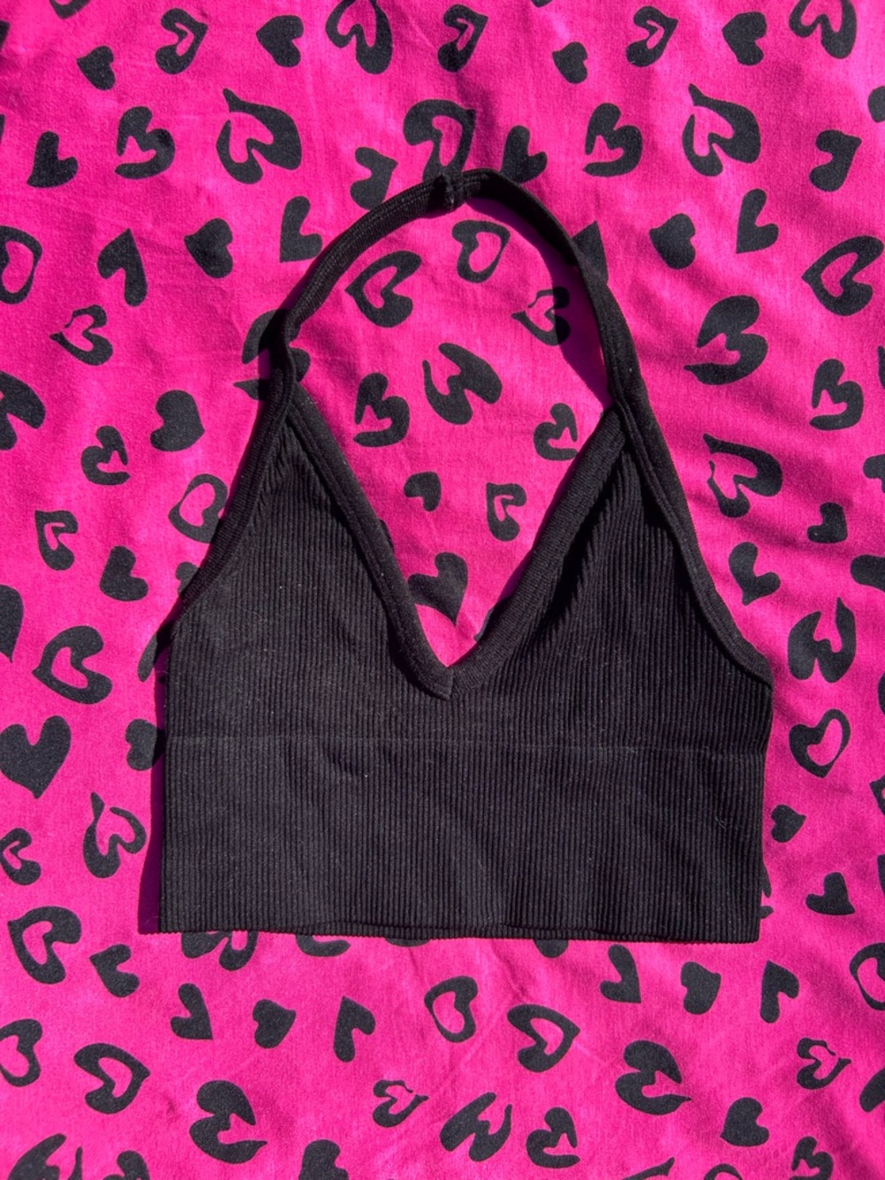 Urban Outfitters Black Ribbed Halter Crop Top
